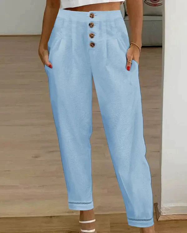 Lelia - hochwertige lockere leinen hose für den sommer