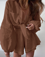 Lanna - stylisches leinen set aus hemd und shorts