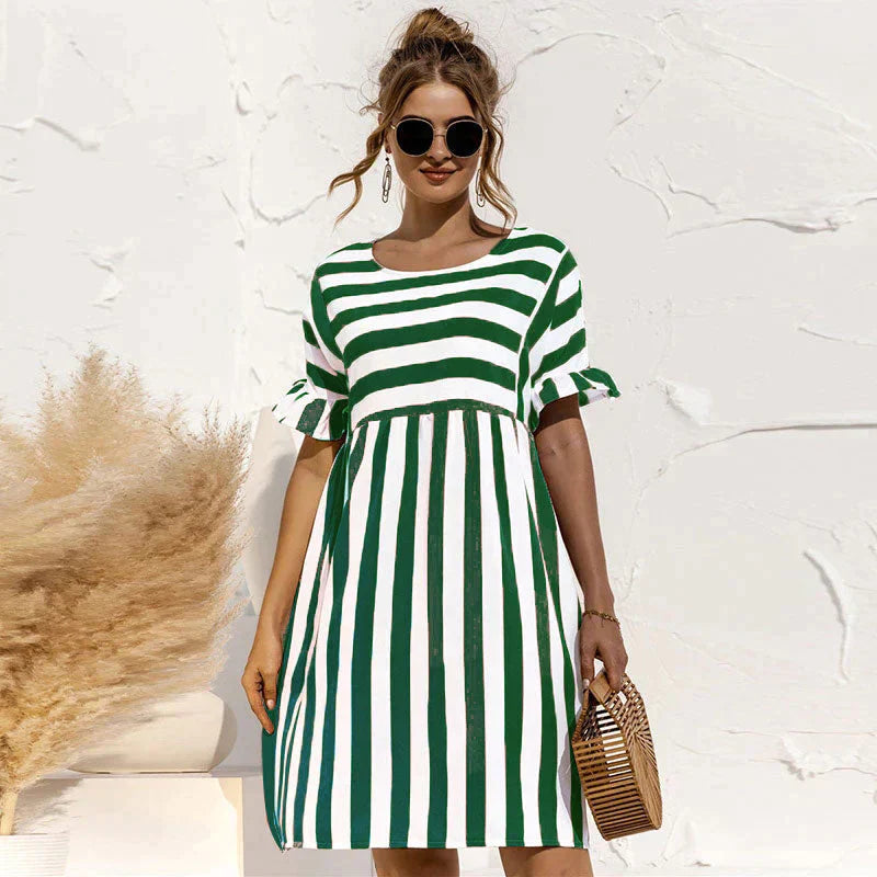 Lya - gestreiftes kurzärmeliges kleid für frauen