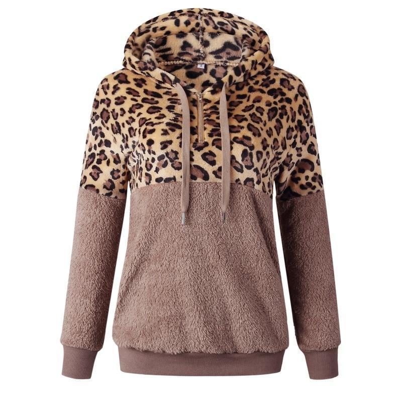 Teddy pullover - extrem warmer und kuscheliger hoodie mit stylischem leopardenmuster für den frühling