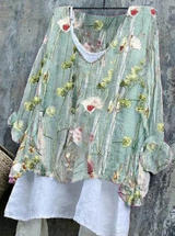 Lotte - geblümte langarmbluse mit v-ausschnitt